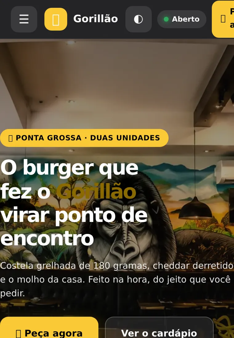 Gorillão website on a phone
